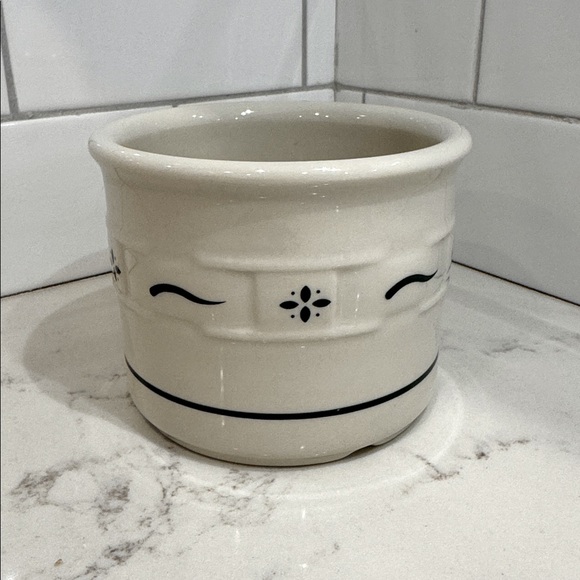 Longaberger Pottery | 1 Pint Salt Crock | Cream & Green - Picture 1 of 8